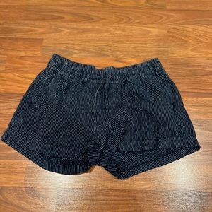 Navy blue and white striped shorts